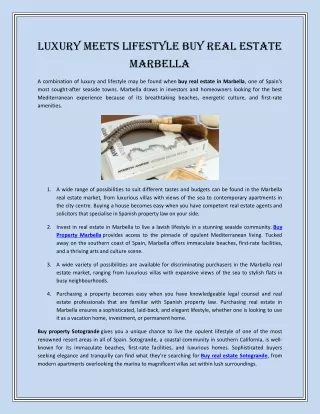 Luxury meets lifestyle Buy real estate Marbella