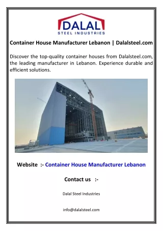 Container House Manufacturer Lebanon  Dalalsteel.com