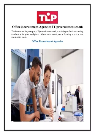 Office Recruitment Agencies Tlprecruitment.co.uk