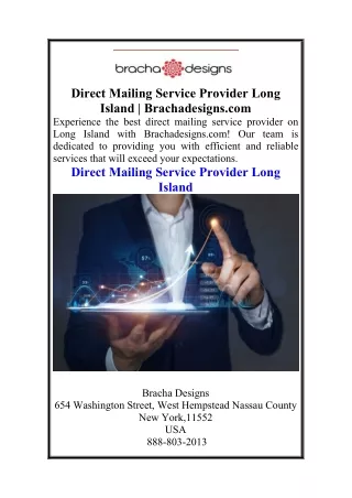 Direct Mailing Service Provider Long Island  Brachadesigns.com