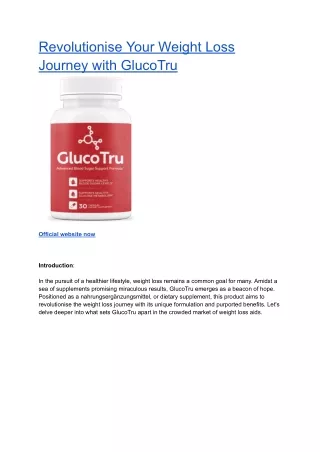 Revolutionise Your Weight Loss Journey with GlucoTru