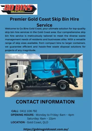 Premier Gold Coast Skip Bin Hire Service
