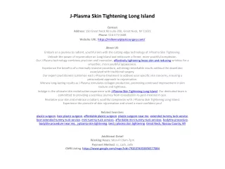 J-Plasma Skin Tightening Long Island