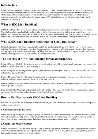 The Ultimate Guide to SEO Link Building for Small Businesses