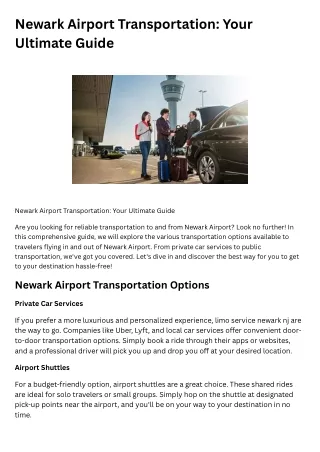 Newark Airport Transportation Your Ultimate Guide