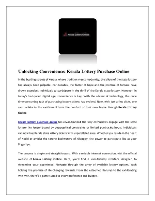 Kerala Lottery Online Results | Kerala Lottery Online