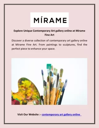 Explore Unique Contemporary Art gallery online at Mirame Fine Art