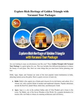 Discover India's Heritage: Golden Triangle with Varanasi Tour Packages
