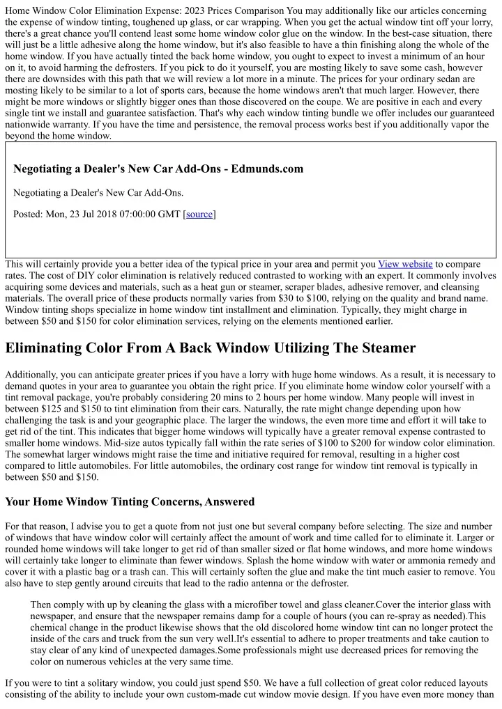 home window color elimination expense 2023 prices