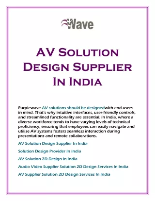 AV Solution Design Supplier In India