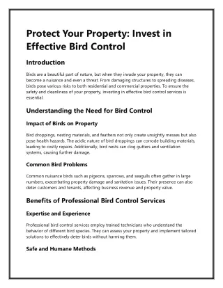 Safeguard Your Property with Professional Bird Control Services