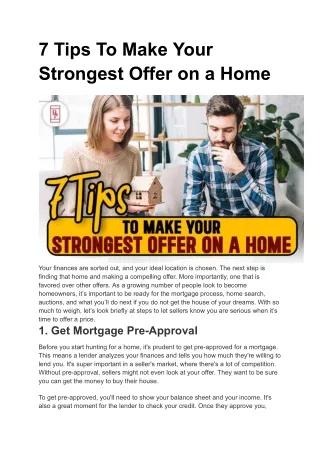 7 Tips To Make Your Strongest Offer on a Home