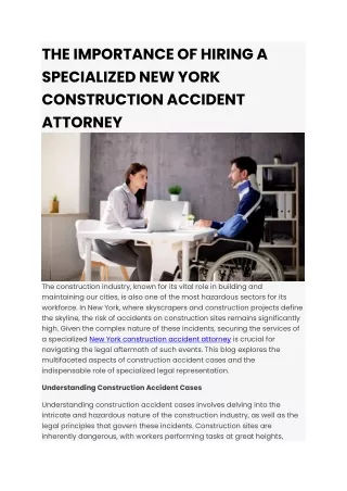 The Importance Of Hiring A Specialized New York Construction Accident Attorney