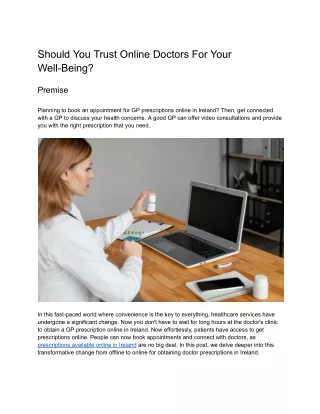 Should You Trust Online Doctors For Your Well-Being