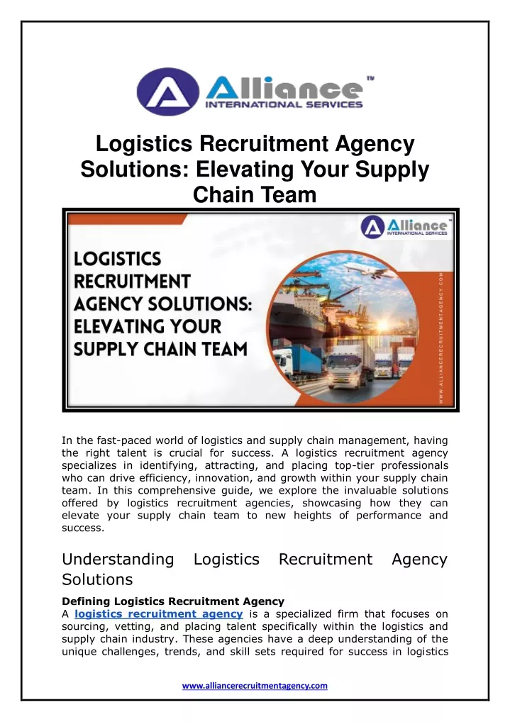 logistics recruitment agency solutions elevating