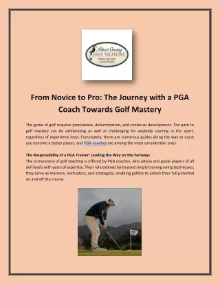 From Novice to Pro The Journey with a PGA Coach Towards Golf Mastery