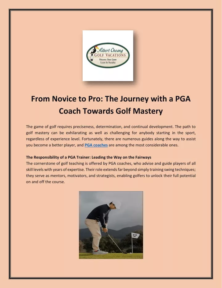 from novice to pro the journey with a pga coach