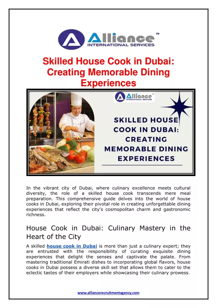 skilled house cook in dubai creating memorable