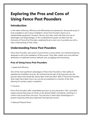 Pros and Cons of Fence Post Pounders for Efficient Fence Installation