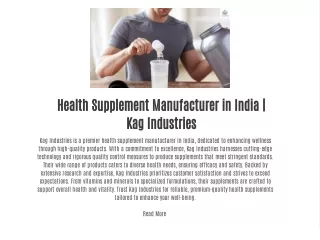 Health Supplement Manufacturer in India | Kag Industries