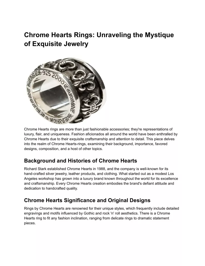 chrome hearts rings unraveling the mystique