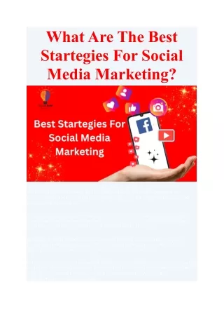 What Are The Best Startegies For Social Media Marketing