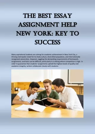 The Best Essay Assignment Help New York