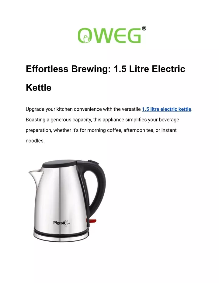 effortless brewing 1 5 litre electric