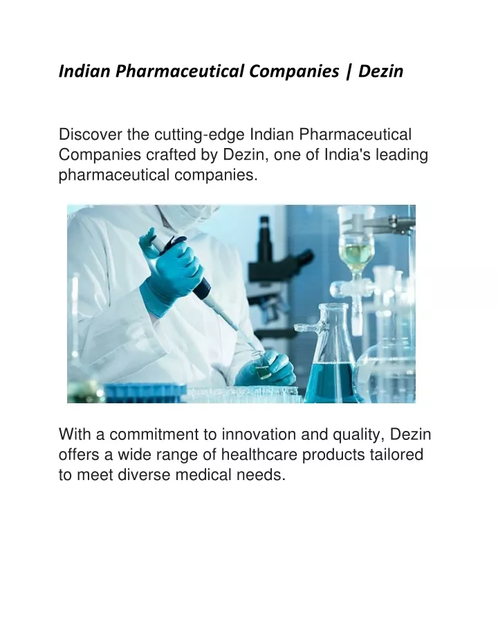 indian pharmaceutical companies dezin discover