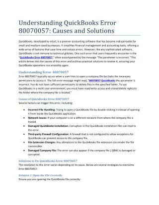 understanding quickbooks error 80070057 causes