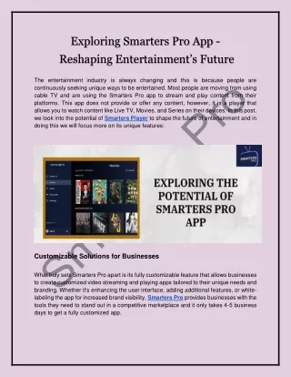 Exploring Smarters Pro App - Reshaping Entertainment’s Future