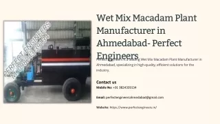 Wet Mix Macadam Plant Manufacturer in Ahmedabad, Best Wet Mix Macadam Plant Manu