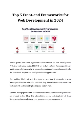 Top 5 Front-end Frameworks for Web Development in 2024