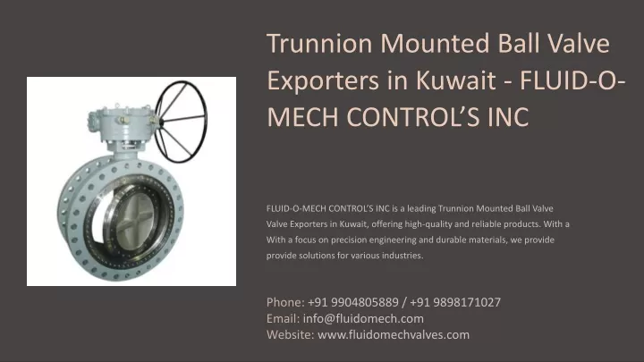 trunnion mounted ball valve exporters in kuwait