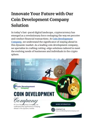 Innovate Your Future with Our Coin Development Company Solution