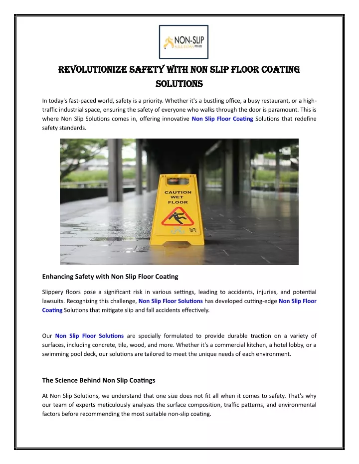 revolutionize safety with non slip floor coating