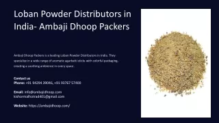 Loban Powder Distributors in India, best Loban Powder Distributors in India