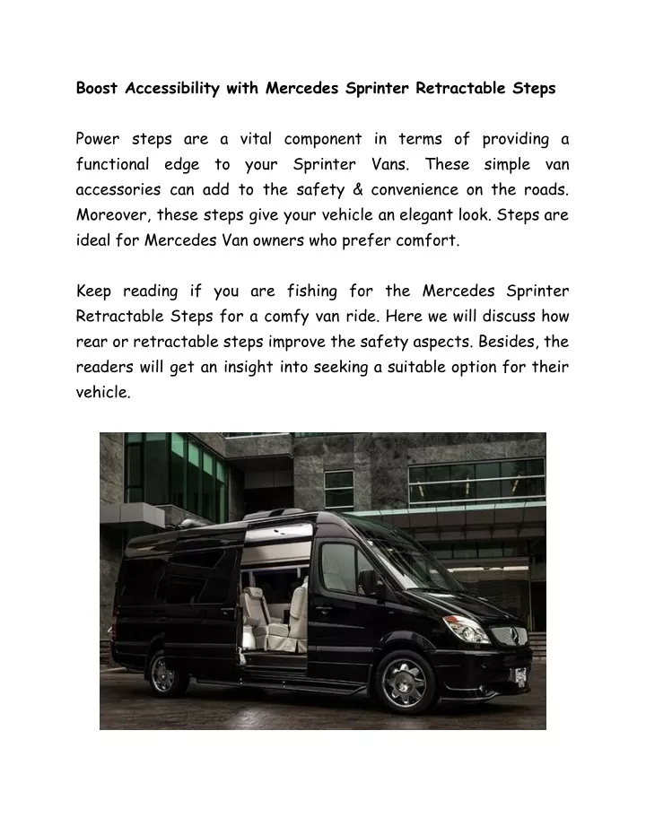 boost accessibility with mercedes sprinter