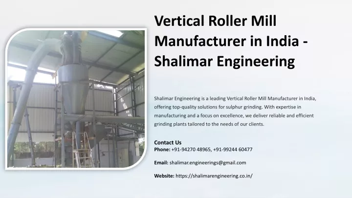 vertical roller mill manufacturer in india