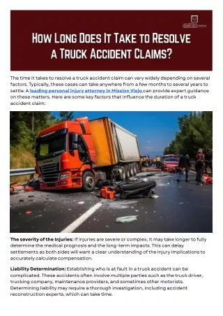 How Long Does It Take to Resolve a Truck Accident Claims