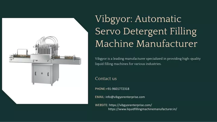 vibgyor automatic servo detergent filling machine