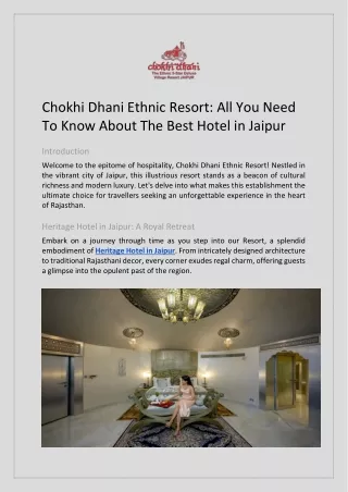 Chokhi Dhani Ethnic Resort All You Need To Know About The Best Hotel in Jaipur