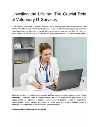 Unveiling the Lifeline_ The Crucial Role of Veterinary IT Services