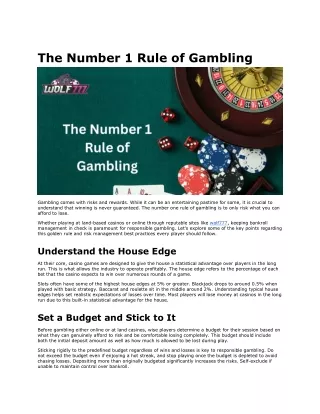 the number 1 rule of gambling