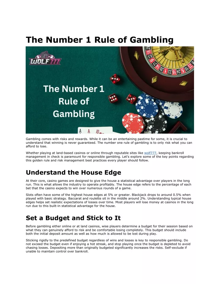 the number 1 rule of gambling