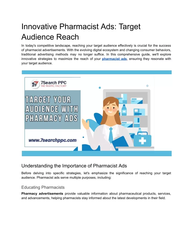 innovative pharmacist ads target audience reach