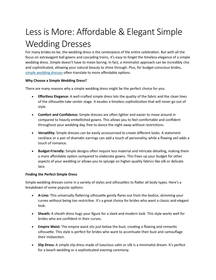 less is more affordable elegant simple wedding