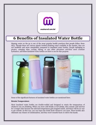 6 Benefits of Insulated Water Bottle