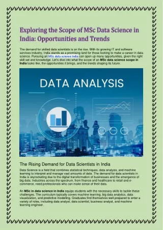 Exploring the Scope of MSc Data Science in India: Opportunities and Trends