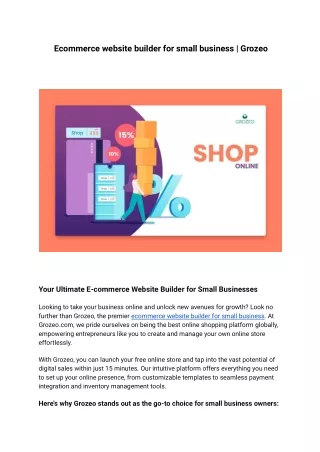 Ecommerce website builder for small business - Grozeo